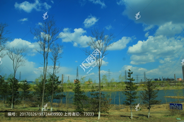 春天湖景