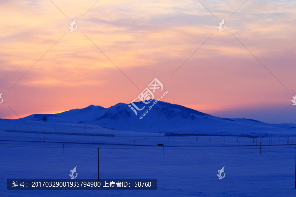 雪野暮色景觀