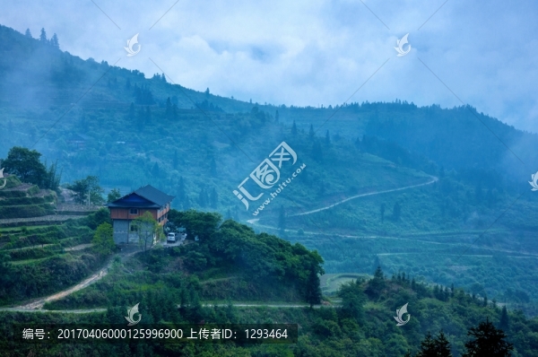 霧色山景