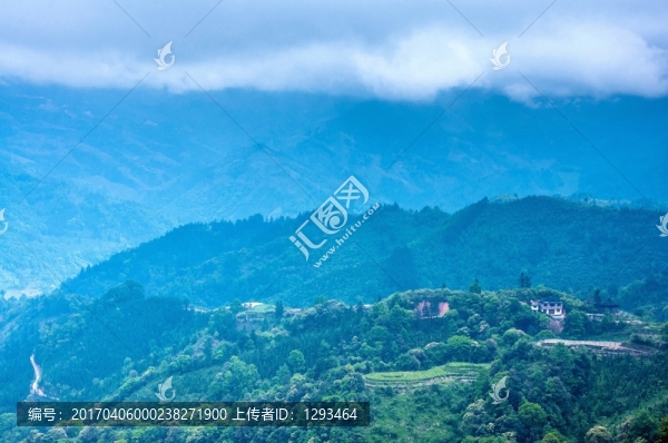 霧色山景
