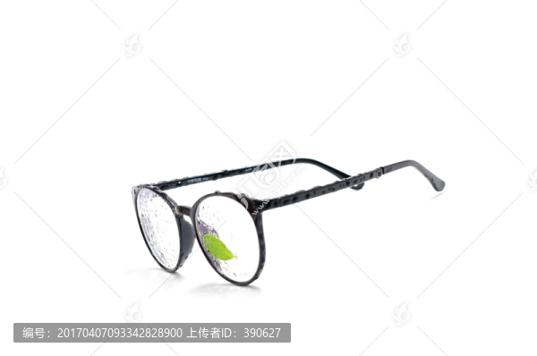 眼鏡和綠葉