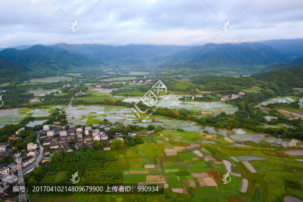 俯視,鄉(xiāng)村,山村,民居