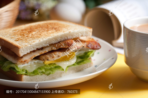 肉片蔬菜三明治