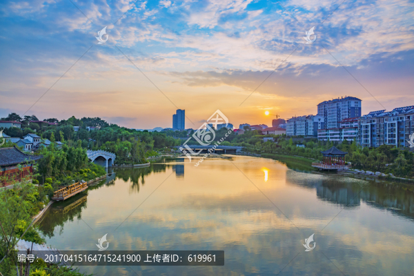 青州南陽河城市晚霞風(fēng)光