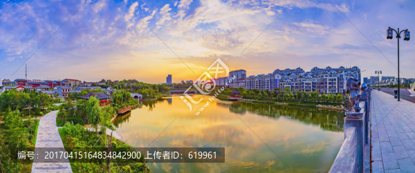 青州南陽河城市晚霞風(fēng)光
