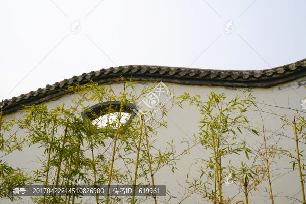 中式圍墻綠竹