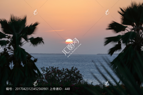 海邊落日,大海黃昏,天空云彩