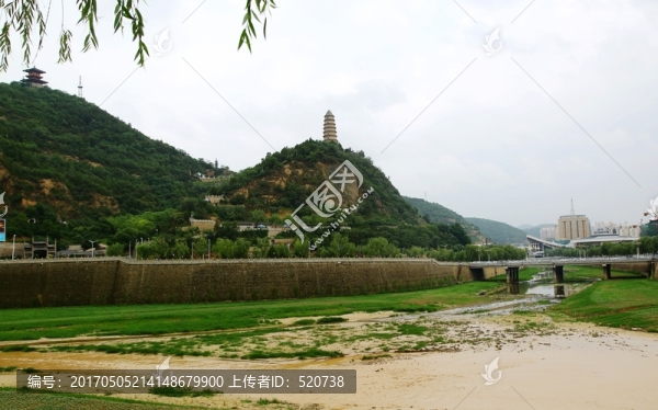 延安,,寶塔山,延河水