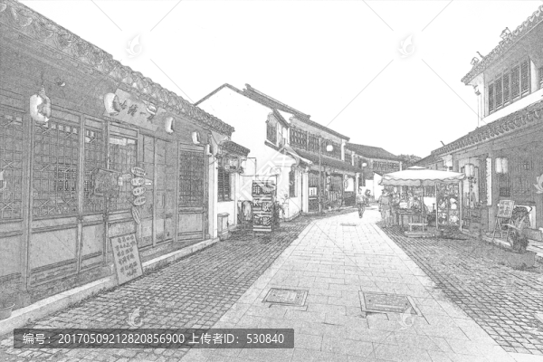 江南古鎮(zhèn)線(xiàn)描,合層