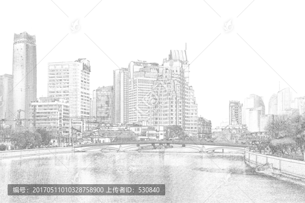 上海外灘老建筑線(xiàn)描合層