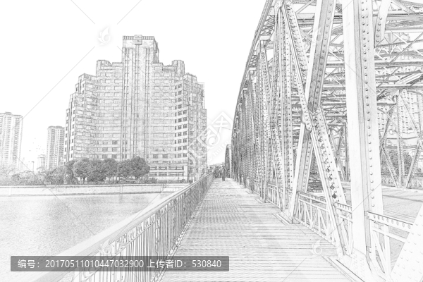上海外灘老建筑線描合層