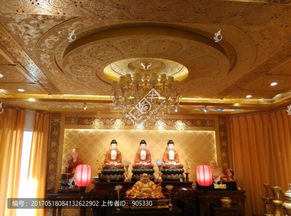 滕州禪堂藻井吊頂裝修設(shè)計實景