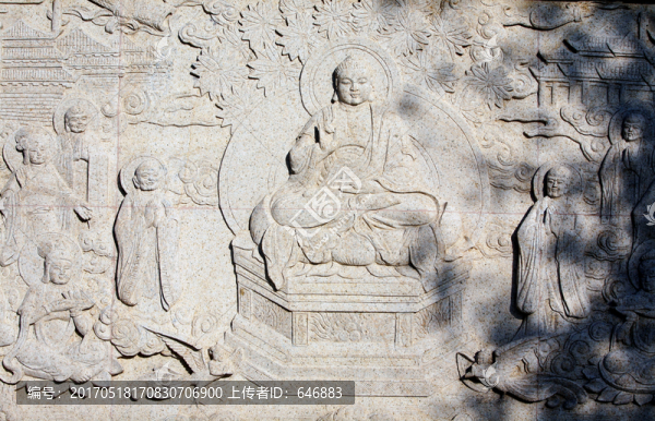 佛主講經(jīng)圖,浮雕