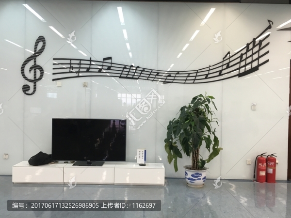 電視機,盆栽綠植,音符