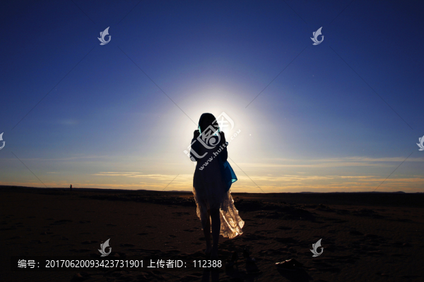 剪影,天使,仙女,日薄西山