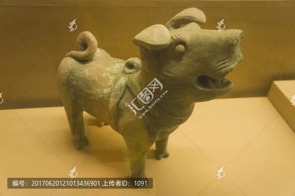 陜西西安文物綠釉陶狗