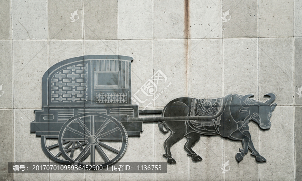 古代牛車浮雕