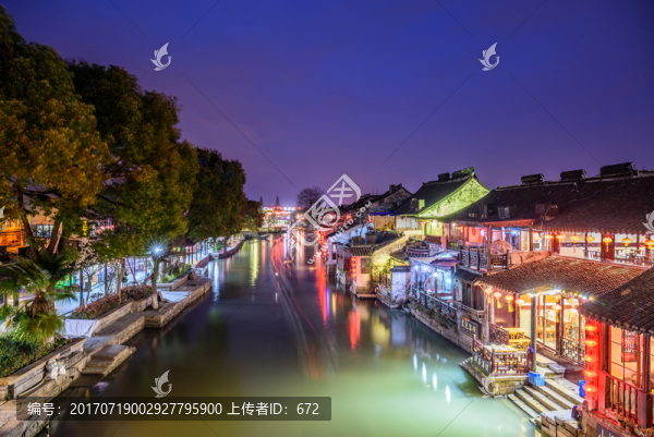 西塘煙雨長廊夜色
