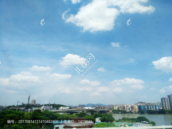 城市,藍(lán)天,白云,天空,廣州
