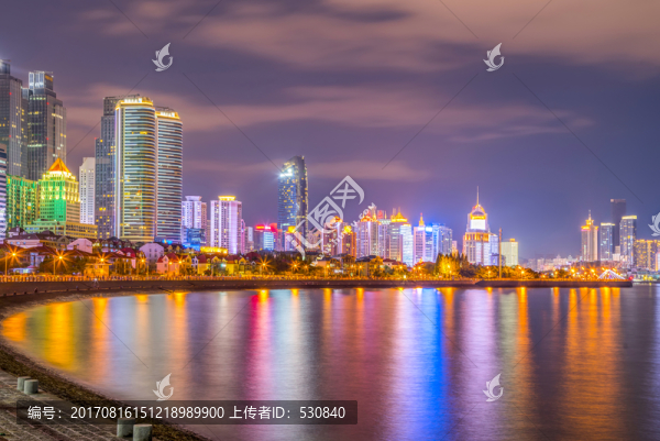 青島夜景和城市天際線