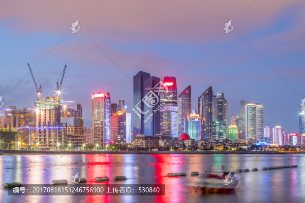 青島夜景和城市天際線