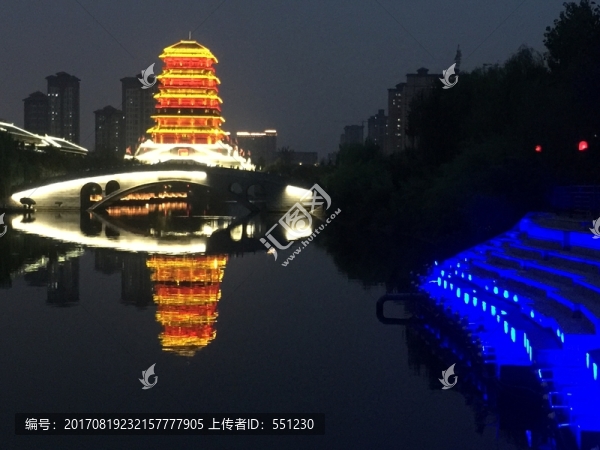 西安,漢城湖,大風(fēng)閣,城