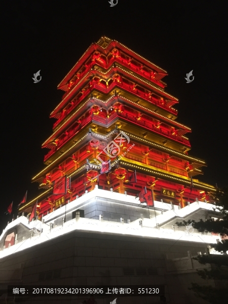 西安,漢城湖,大風(fēng)閣,城