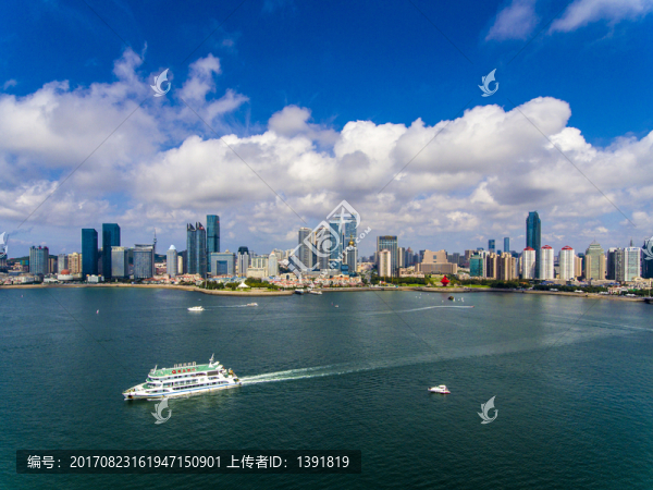 航拍青島海濱風光