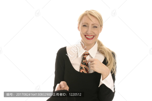 有領(lǐng)帶的年輕金發(fā)女郎