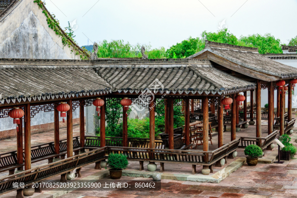 古建長(zhǎng)廊,建筑園林,廊道,戶