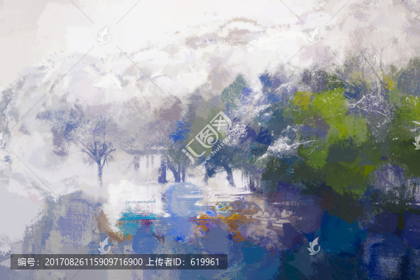 唯美清新抽象畫裝飾油畫