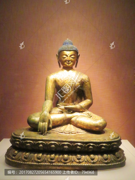 元代銅鍍金釋迦牟尼佛像