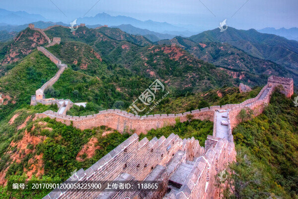 早晨的,金山嶺長城,HDR