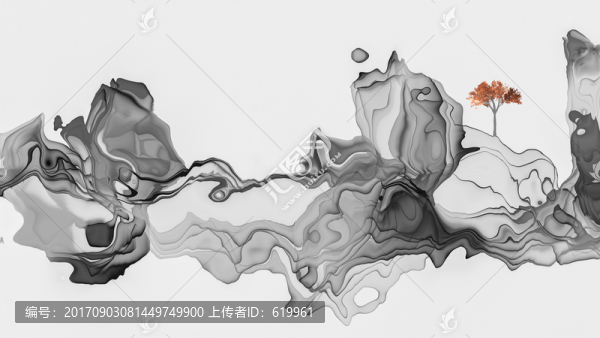 水墨畫新中式水墨山水,無分層