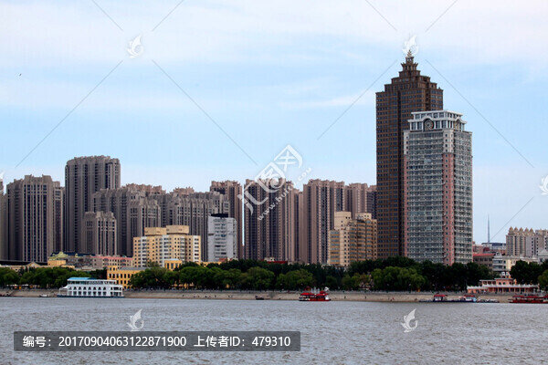 松花江,輪船,哈爾濱,高樓,江