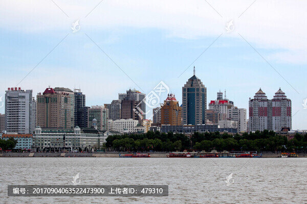 松花江,輪船,哈爾濱,高樓,江