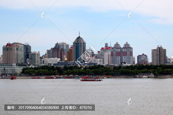 松花江,江畔,哈爾濱,高樓,江