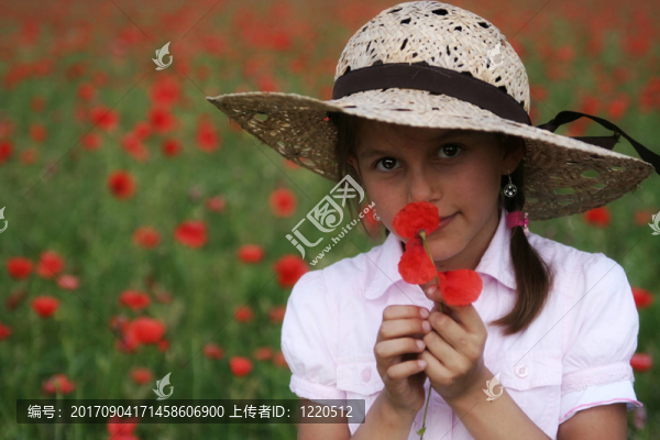 罌粟田里孩子的閃亮眼睛