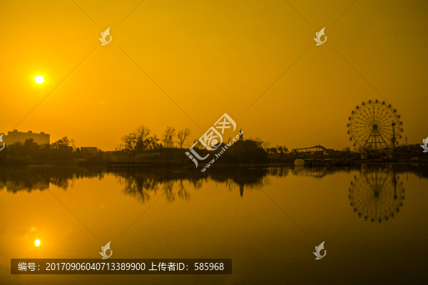 長(zhǎng)沙洋湖濕地公園夕陽晚霞