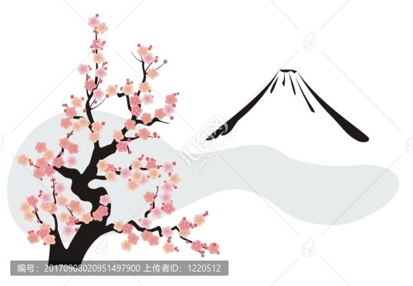 富士山前的櫻花