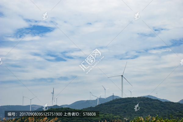 舟山,海島,風(fēng)車,藍(lán)天白云