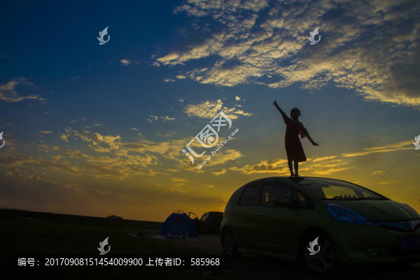 汨羅江濕地大草原日落夕陽