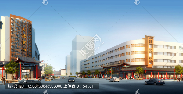 寧夏中衛(wèi)仿古建筑街道大樓效果圖