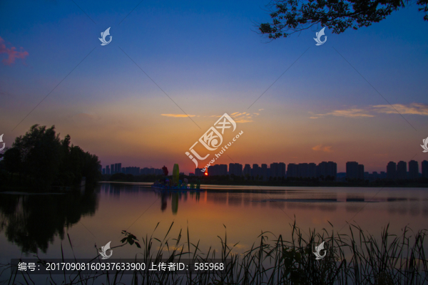 洋湖濕地公園夕陽晚霞
