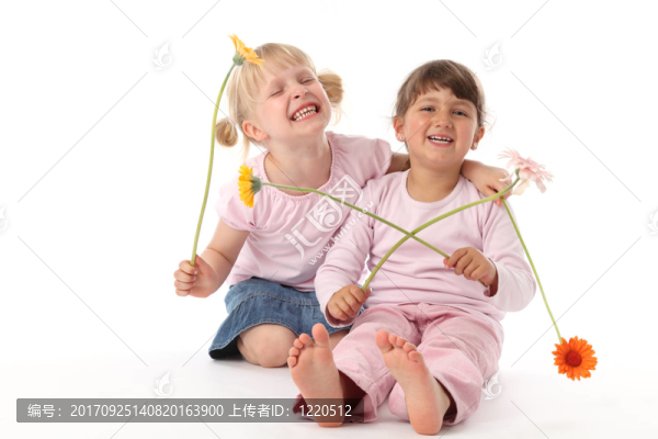 孩子和花