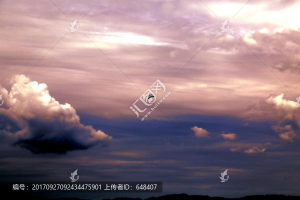 水墨,天空,云彩,飛鳥,遠(yuǎn)山