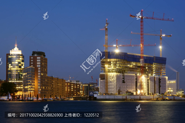 baustelle,Elbphilharmonie的夜晚