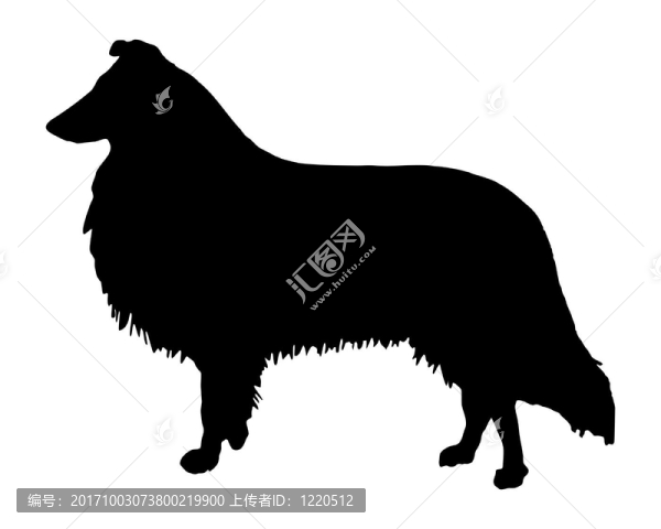 一個(gè)牧羊犬的黑色剪影