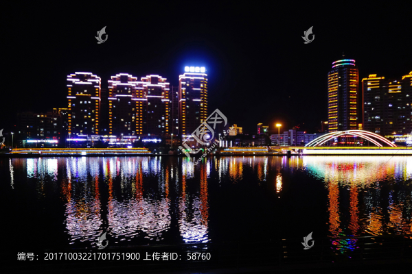 延吉河岸建筑群燈光夜景