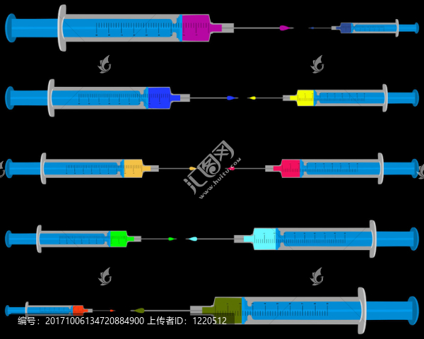 黑色背景下填充注射器的表示